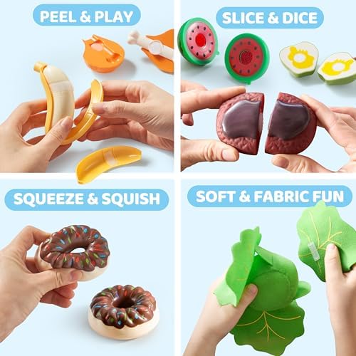 JOVA lalalark Play Food for Kids, Grocery Store Playset, Pretend Kitchen Food Toy with Storage Shelves & 6 Boxes, Sorting Sensory Toy for Boys Girls Birthday Gifts for Christmas - Image 4