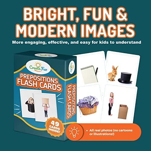 CreateFun 49 Preposition Flash Cards for Kids, School, Adults, ESL & Autism - Image 5