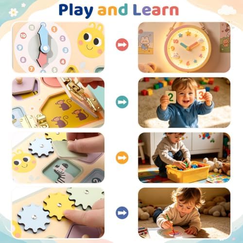 Lewo Montessori Busy Board, Wooden Sensory Activity Toys for Toddlers 3 4 5 - Image 5