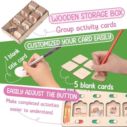 TinyKidz Wooden Kids Chore Routine Board, Toddler Visual Schedule, Home Responsibility Chart - Image 6