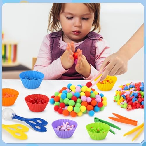 228 Pcs Colorful Sensory Bin Filler Fine Motor Toys Counting Sorting - Image 6