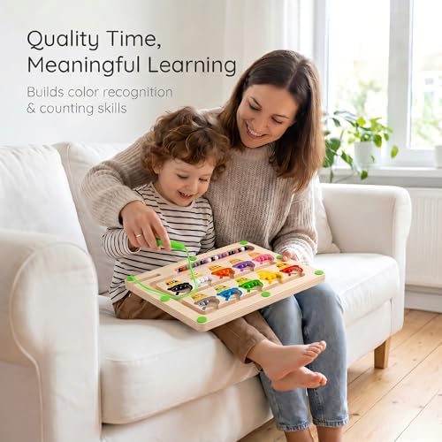 Magnetic Color & Number Maze, Montessori Wooden Puzzle Board, Educational Magnet Toy for Toddlers 2 3 4 5 Years Old, Fine Motor Skills Learning Game, Birthday for Boys Girls (ice Cream) - Image 6
