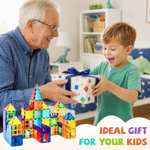 cossy 220Pcs Magnetic Tiles Magnetic 3D Building Blocks Set, Construction Toys for 3 4 5 6 7 8 Year Old Boy and Girl with Stronger Magnets, Educational Toys, Recreational, Conventional - Image 6