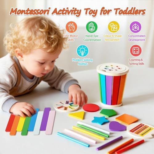 Montessori Wooden Color Sorting Toys for Toddlers 1-3 - Image 2