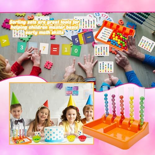 132 Pcs Counting and Color Sorting Toys Math Manipulatives Match Games Educational Learning Fine Motor Skills for Kids Preschool Kindergarten Learning Activities - Image 5