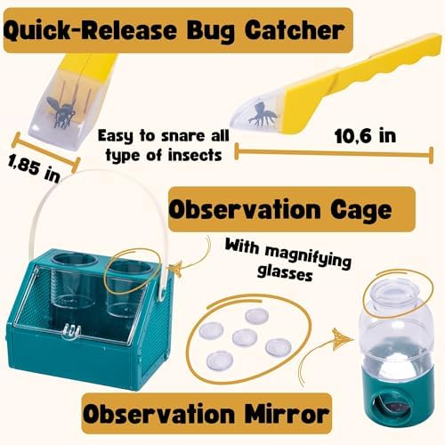 Bug Catcher for Kids – 63 PCS Bug Catching Kit, Kids Bug Catching Kit, Bug Catcher Kit, Insect Catcher for Kids, Insect Cage, Outdoor Toddler Toys for Backyard, Outdoor Toddler Toys - Image 6