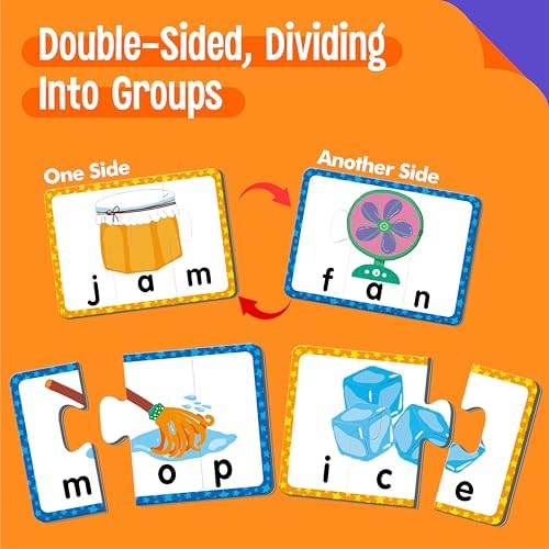 24 Set 3-Letter Word Puzzle Cards, 72 PCS Self Correcting Word Spelling Puzzles, Double Sided Puzzle Cards for Kindergarten Preschool Learning - Image 3