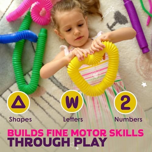 Nutty Toys Jumbo Pop Tubes - 8-Pack XL Sensory Toys - Creative STEM Learning for Kids - Connect & Pop! Top ADHD Autism Fidget 2026, Best Boy & Girl Easter Essentials & Easter Basket Stuffers Gift Idea - Image 5
