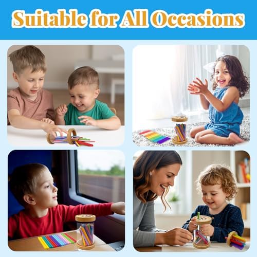 Montessori Wooden Stick Color Sorting Toys for 3 Year Old, Dual Play Educational Preschool Learning Fine Motor Skills Sensory Toys for Toddlers 3-5 Girl Boy Birthday Gifts (Acrylic Bucket) - Image 6