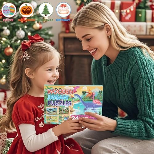 Wooden Puzzles for Kids Ages 4-6, 4 Packs 24 Pcs Wooden Jigsaw Puzzles for Toddlers Ages 3-5, Preschool Educational Puzzle Toys Gifts for 3 4 5 6 Boys Girls - Image 6