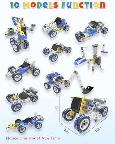 10 in 1 STEM Toys for 5 Year Old Boy, Building Toys for Kids Ages 4-8 5-7 6-8, STEM Engineering Construction Kit with Electric Motor, Educational Science Gift for 5 Year Old Boys - Image 6