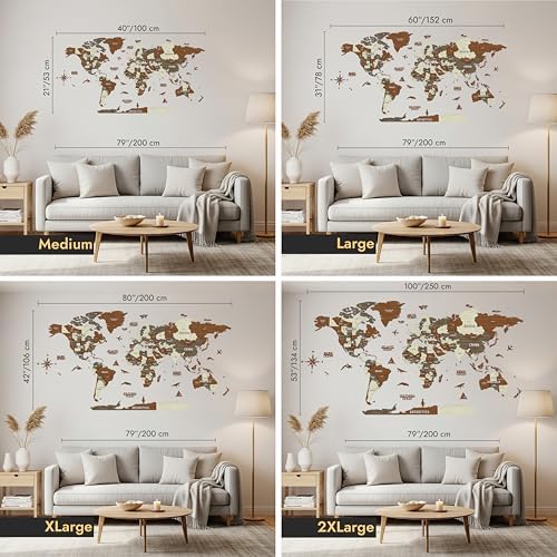 Colorfull Worlds, Multilayer 3D Wooden World Map, Travel Map States and Capitals, Wall Decor For New House, Gift For Travelers, Office Decor, Birthday Present,Living Room Decoration (XL, Mixed) - Image 4