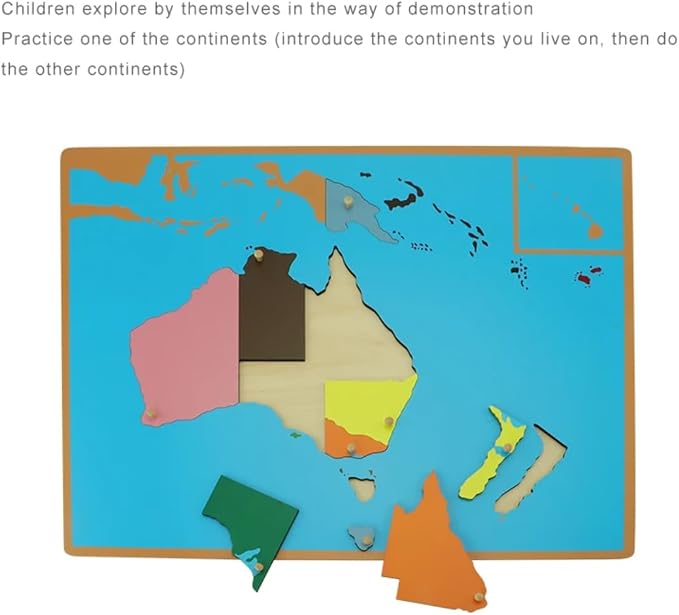 Scientific Culture World Puzzles Map with Knob 3D Puzzle Game Geography Learning Wood Maps Color Board Montessori Scientific Geography World Map Educational Teaching Toys (South America) - Image 5