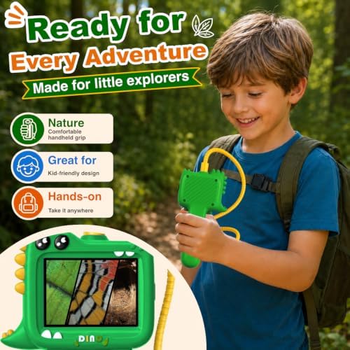 Borescope Camera Toy with Light for Kids,STEM Science Educational Toy for 3 4 5 6 7 8 9 10 Years Old Boys Girls Birthday Gift,Kids Endoscope with Light for Outdoor Adventures & Nature Discovery Green - Image 2