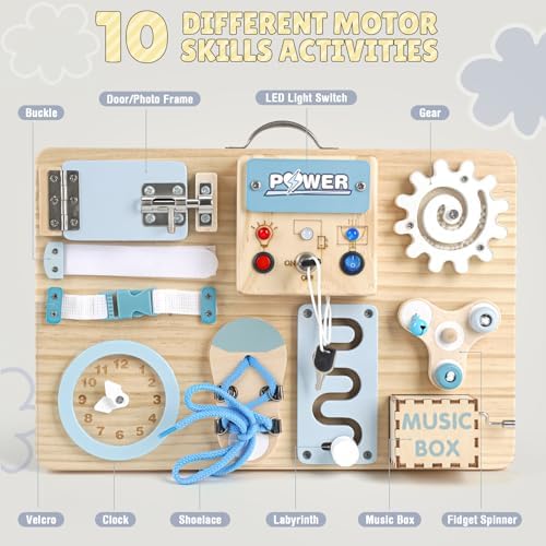 Joyreal Wooden Montessori Busy Board with Music Box for Toddlers - Image 2