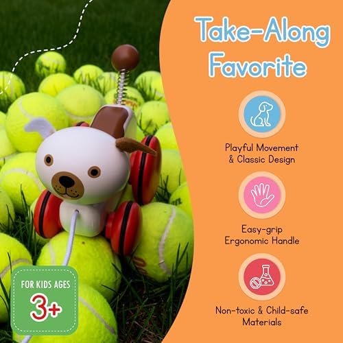 Jack Rabbit Creations Wiggles Dog Pull Toy - Smooth Wheels - 18+ Months - Image 4