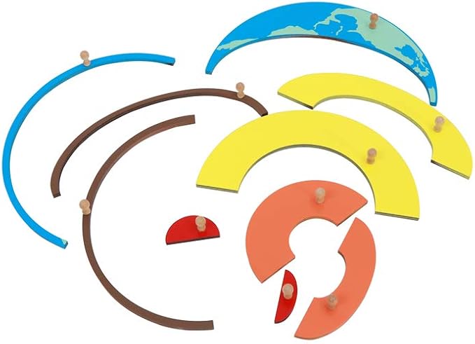 Montessori Earth Interior Panel Puzzle Early Childhood Education Geographical Aids Montessori Materials Earth Core Puzzle - Image 5