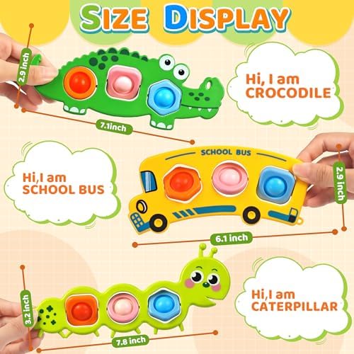 3PC Fidget Popper Sensory Toys Airplane Travel Activities for Toddlers Pop It Fidget Toys for 12+ Month Babies 1 2 3 Year Old Girls Boys Christmas Stocking Stuffer Easter Basket Stuffer Gift - Image 5
