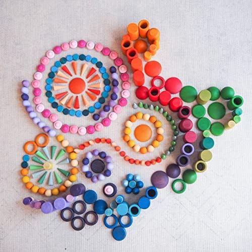 Candywood Rainbow Color Style Wooden Loose Parts Sensory Play Toys (81 PCS) - Image 5
