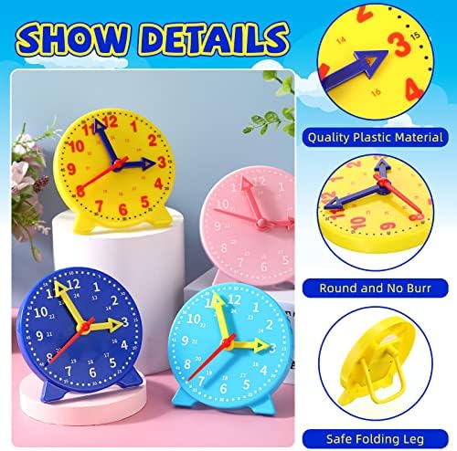 Batiyeer 24 Pcs Teaching Clock Kit for Kids to Tell Time 4'',Colorful - Image 4
