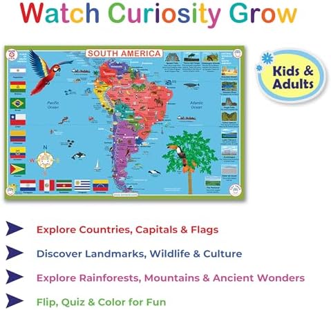 Tot Talk South America Educational Placemat | Countries, Flags & Capitals - Image 2