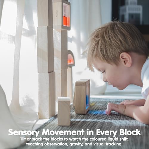 PlanToys® Water Blocks Wooden Montessori Sensory and STEM Building Toy | Light, Colour, Creativity and Fine Motor Skill Development | Eco Friendly Open Ended Learning Activity - Image 5