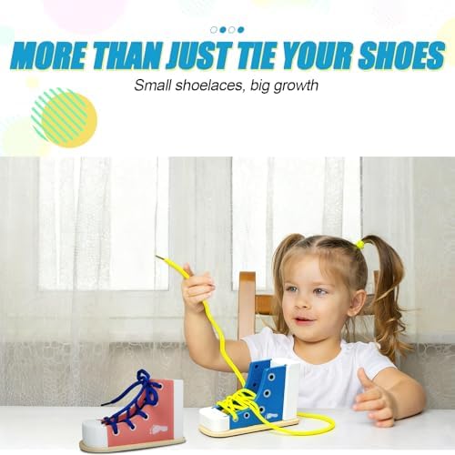 Learn to Tie Shoes for Kids, Wooden Lacing Sneaker Toy,Montessori Educational Toy for Toddlers Ages 4-8 - Image 4