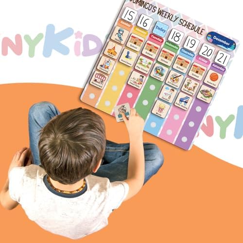 Wooden Weekly Routine Chart For Kids - 15x15" Visual Schedule And Calendar For Toddler Planner - Image 2