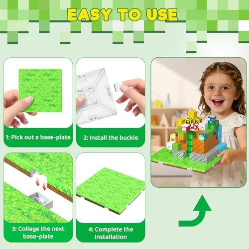 4PCS Magnetic Blocks Base Plates for Kids, 4" x 4" Strong Grip Base (Grass) - Image 5