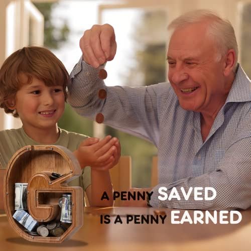ladenk 12 Inch Extra Large Wooden Kids Letter Piggy Bank - Piggy Bank for Boys Girls - Initial G Bank - Alphabet Money Bank for Birthday - Image 4