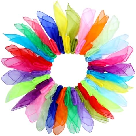 15 Colors Silky Dance Scarves Music Movement Scarves for Kids Play (60) by Colovis