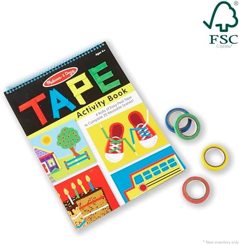 Melissa & Doug Tape Activity Book for Kids with 4 Easy-Tear Tape Rolls (Blue, Green, Red, Yellow) & 20 Reusable Scenes on Spiral-Bound Sheets, Road Travel Toys for Kids Ages 4+, 0.45 inch (Pack of 2) - Image 3