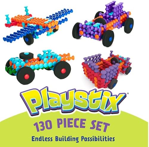 POPULAR PLAYTHINGS Playstix Vehicle Set, 130 Piece, Building Sticks Kit - Image 4