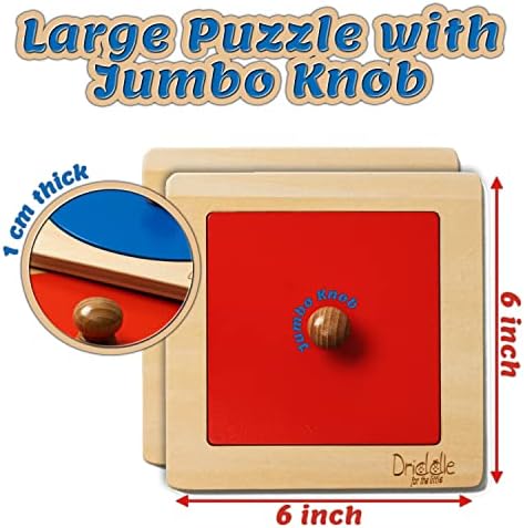 Driddle Montessori Toys - Wooden Knob Shape Puzzles - Mirror & Photo Insert - Learn Colors & Shapes Interactive Baby & Toddler Toys - Image 3