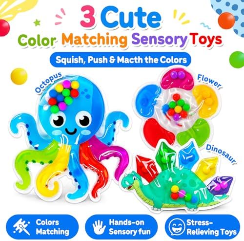 3PCS Color Sorting Sensory Squeeze Fidget Toys for Kids,Montessori Preschool Learning Fine Motor Skils Matching Travel Roadtrip Toy Birthday for Boys Girls Ages 3+ - Image 3