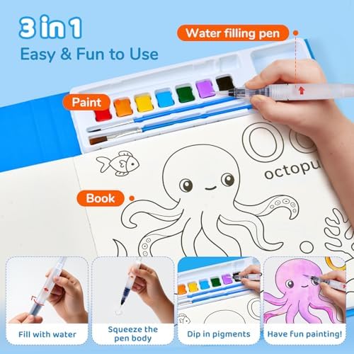 JoyCat Paint with Water Coloring Books for Toddlers (Animal & Alphabet) - Image 6