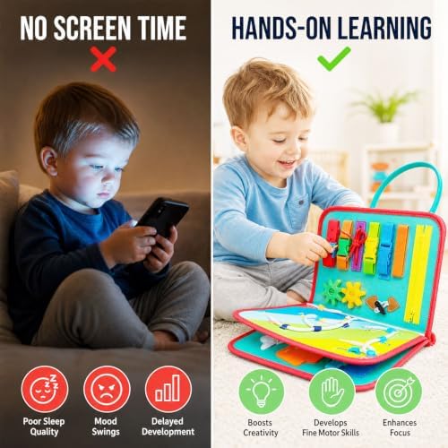 Montessori Busy Board & Busy Book, 10+ Sensory Activities for Toddlers - Image 2