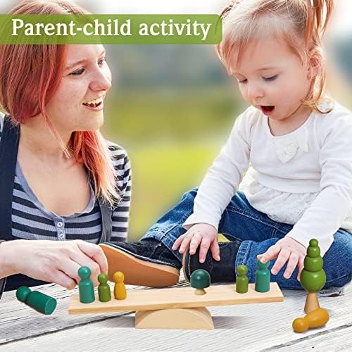 Wooden Tree Toys Balance Toys Wooden Peg Dolls Preschool Learning Educational Montessori Toys, Natural Woodland Trees Creative Accessories for Home Decor - Image 5