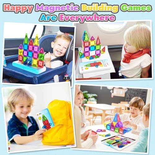 Magnetic Tiles Mini Travel Toddler Set, Magnetic Blocks Building Kids Toys & Games, Montessori Preschool Classroom Must Haves Educational Learning Sensory Toys for 3+ Year Old Boys Girls Birthday Gift - Image 2