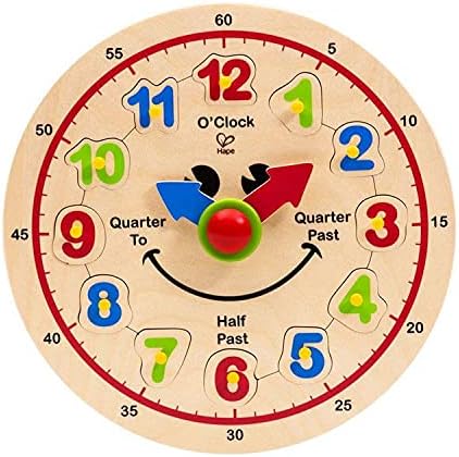 Hape Wooden Colorful Happy Clock Knob Puzzle| Clock Time Learning Educational Toy for Kids by Unknown
