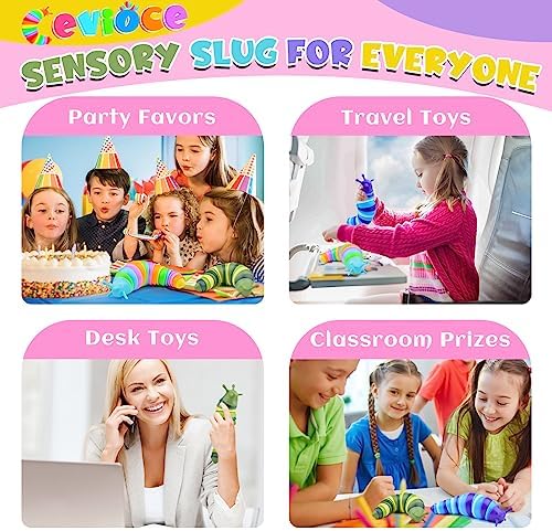 Cevioce Sensory Slug Fidget Toys for Kids & Adults - 3 Pack Slug Toys for Autism Therapy, Age 3+ Travel & Party Favors - Image 5