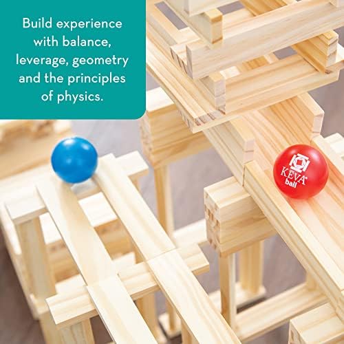 MindWare KEVA Contraptions, Wooden Blocks Building Set, Marble Run Kit, Includes 2 Balls - 200 Planks - Image 6
