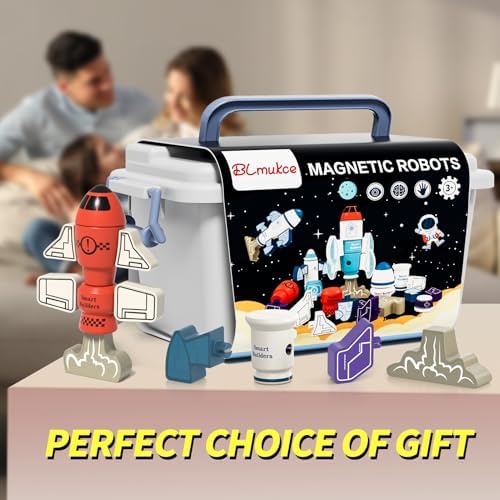 DIY Magnetic Robot Building Toy for Kids 3-5, 33 PCS STEM Stacking Playset with Storage Box, Rocket Robot Creative Kit, Kid Magnet Toys Gift for Years Old Boys & Girls (Christmas Birthday) - Image 7