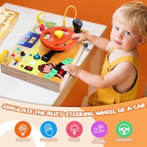Hoarosall Busy Board,Montessori Toys for 1-3 Year Old Boys & Girls,Travel Activities for Toddlers,Sensory Toy for Kids with Autism,Perfect Christmas Birthday Gift Idea (Busy Board v6) - Image 6