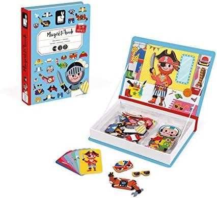 Janod - MagnetiBook 45 pc Magnetic Boys Costumes Dress Up Game - Travel Entertainment - Encourages Imaginative Play - Boosts Creativity and Confidence - Enhances Fine Motor Skills by Janod