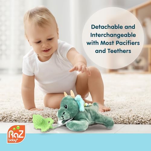 RaZbaby Pig RaZbuddy w/RaZberry Teething Relief Pacifier – Soothes Sore Gums w/Nature-Inspired Texture, 100% BPA-Free Silicone Teether, Detachable Stuffed Animal – 3 Months+ Teether, Coconut - Image 4