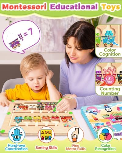 Magnetic Color and Number Maze, Montessori Toys for 2 3 4 Year Old- Train - Image 3