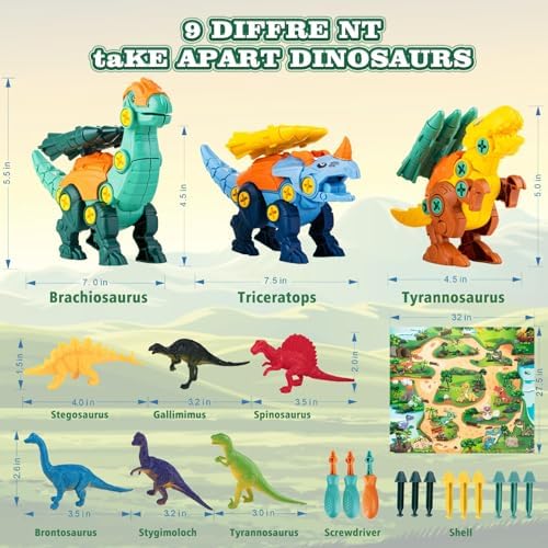 Dinosaur Toys for 3, 4, 5, 6, 7 Year Old Boys, Take Apart Dinosaur Toys for Kids, STEM Educational Construction Building Toy, Ideal Birthday Christmas Easter Gifts - Image 3