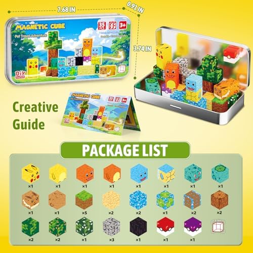 Mini Magnetic Blocks Pet Travel Toys, 35 PCS Magnetic Building Cubes with Metal Storage Case for Kids Ages 3-8, STEM Montessori Construction Toys for Toddlers, Airplane & Car Ride Essentials - Image 2