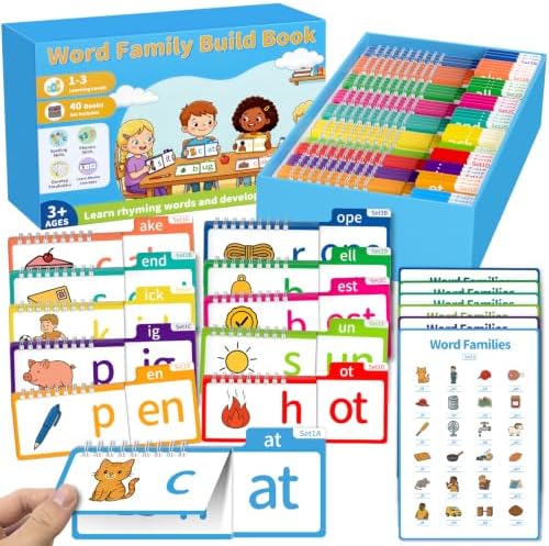 Phonics Flash Cards & Word Family Build Book Fun Kids Flip Books by SINOOMEPhonicsFlashCards